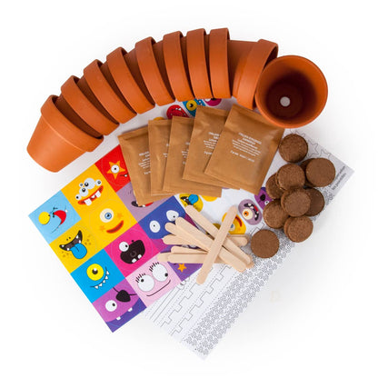 Coffret anniversaire - 10 petits pots monstres - Kit créatif de jardinage Enfant