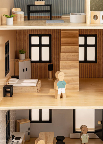 Maison de poupée en bois, meubles et accessoires pour la chambre principale (9)