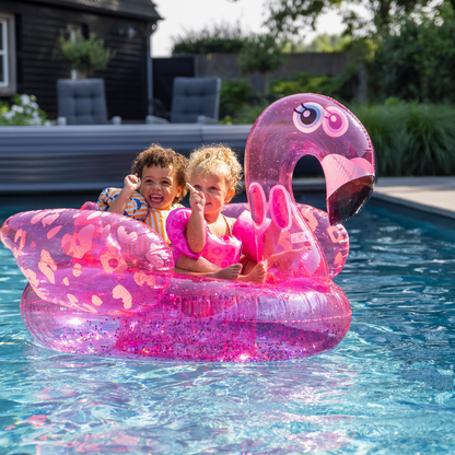 Flamant rose gonflable XXL avec imprimé fluo de Swim Essentials - Accessoire de Natation