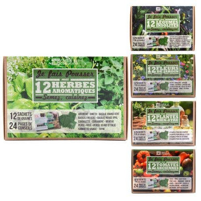 Coffret 12 sachets + Aromates - Kit créatif de jardinage Enfant