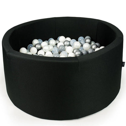 Ball-Pit Rond Noir 90x40cm (+200 balles)- Aire de Jeu pour Enfants ( 1 an et +)