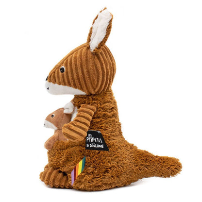 Peluche Les Ptipotos - Kangaroo Mum&Baby Brown Sugar