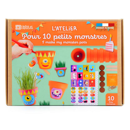 Coffret anniversaire - 10 petits pots monstres - Kit créatif de jardinage Enfant