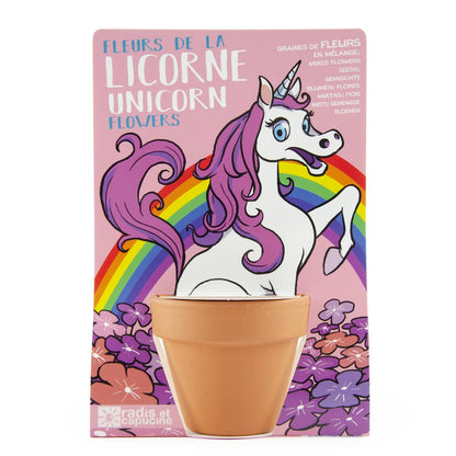 Carte nature Licorne - Mélange de fleurs - Kit créatif de jardinage Enfant