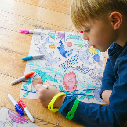 Jeu éducatif: Set de table en silicone CORAL - Réutilisable