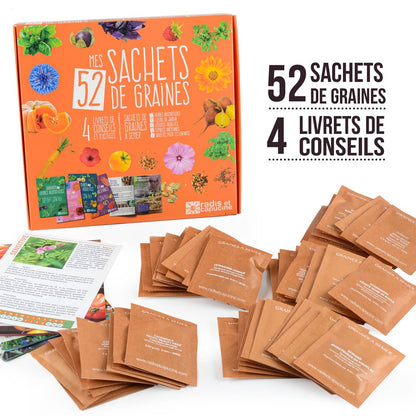 Coffret 52 sachets de graines - Kit créatif de jardinage Enfant