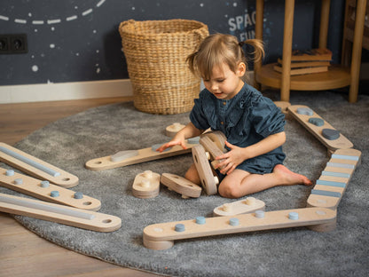 Lot de 4 poutres d'équilibre, jouet d'équilibre en bois, planches d'équilibre - Jeu de motricité enfant