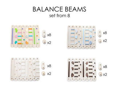 Ensemble de poutres d'équilibre en bois - 8 poutres, poutre d'équilibre à double face - Jeu de motricité enfant