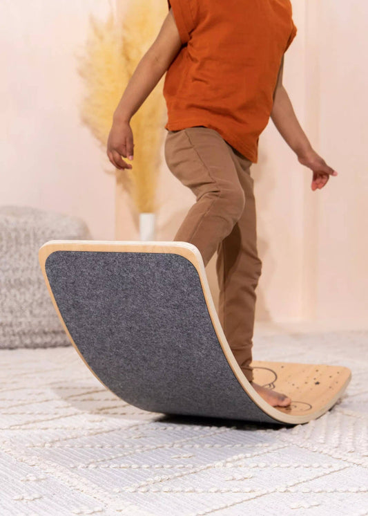 Balance Board Felt Gris + Planche d'Équilibre en Feutre Gris - Jeu d'équilibre