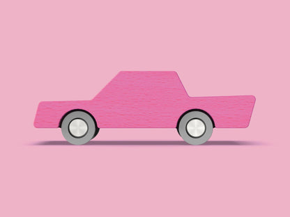 Petite voiture en bois, aller-retour, rose