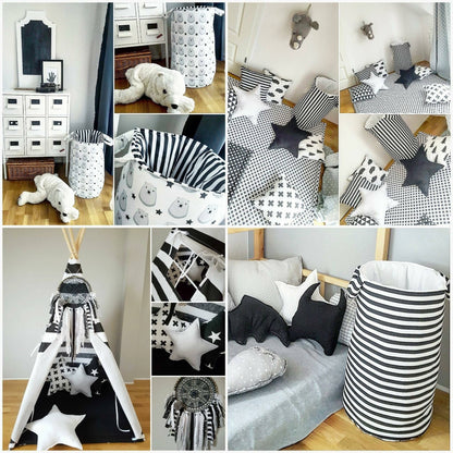 Jeu de caractères de tipi noir et blanc pour enfant