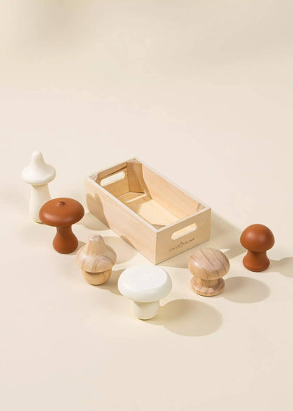 Set de jeu en bois avec champignons