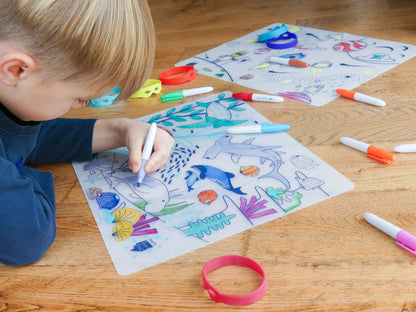 Jeu éducatif: Set de table en silicone CORAL - Réutilisable