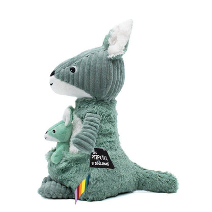 Peluche Les Ptipotos - Kangaroo Mum&Baby Green