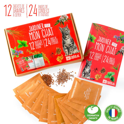 Coffret 12 sachets Jardiner pour mon chat - Kit créatif de jardinage