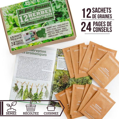 Coffret 12 sachets + Aromates - Kit créatif de jardinage Enfant