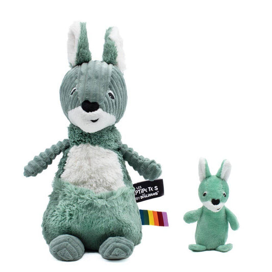 Peluche Les Ptipotos - Kangaroo Mum&Baby Green