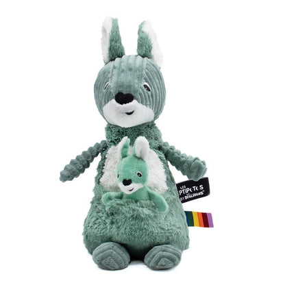 Peluche Les Ptipotos - Kangaroo Mum&Baby Green