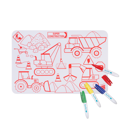 Coloriage éducatif: Mini Playmat 2en1: SUPER CONSTRUCTION