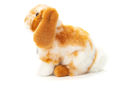 Lapin assis marron clair/blanc piqué 20 cm - jouet en peluche - S