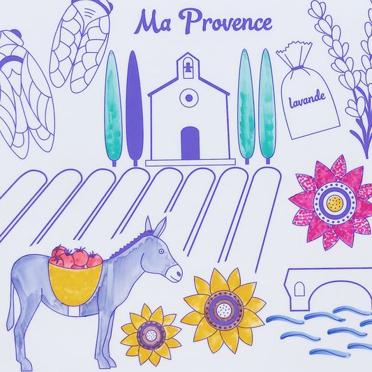 Coloriage éducatif: miniPlaymat 2en1-  PROVENCE-  Réversible