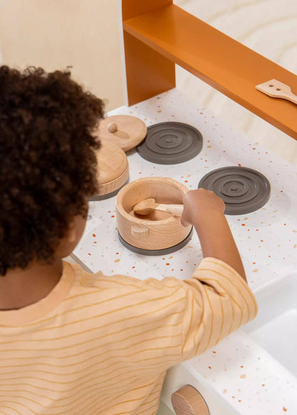 Ensemble de jeu de casseroles et poêles en bois (6 pièces)