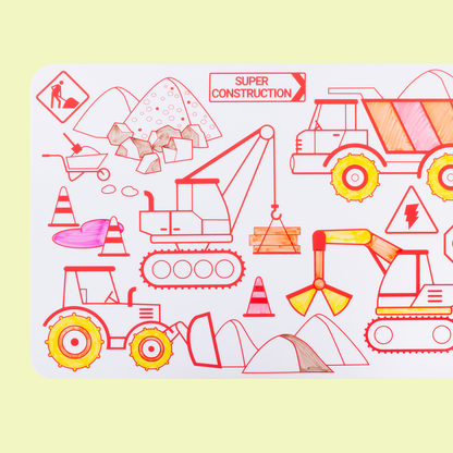 Coloriage éducatif: Mini Playmat 2en1: SUPER CONSTRUCTION