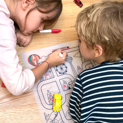 Jeu éducatif: Set de table en silicone CITY - Réutilisable