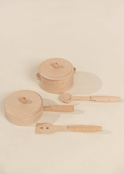 Ensemble de jeu de casseroles et poêles en bois (6 pièces)