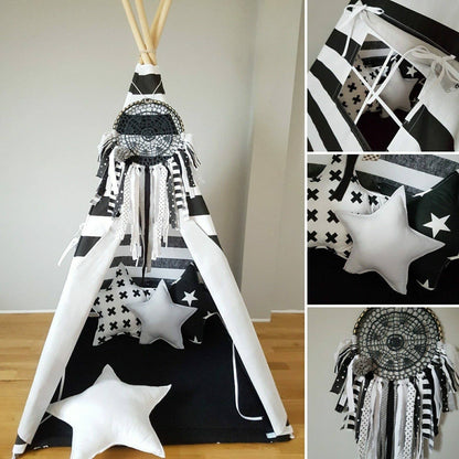 Jeu de caractères de tipi noir et blanc pour enfant