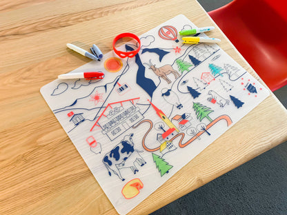 Jeu éducatif: Set de table en silicone MONTAGNE Réutilisable