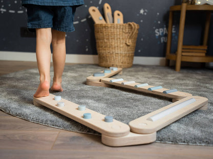 Lot de 4 poutres d'équilibre, jouet d'équilibre en bois, planches d'équilibre - Jeu de motricité enfant