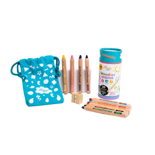 Crayons en bois 3 en 1 Woodies + Lot de 10 - Jeu éducatif pour enfant