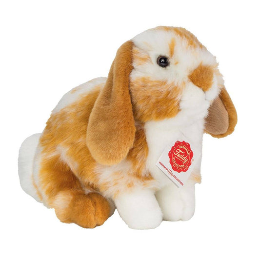 Lapin assis marron clair/blanc piqué 20 cm - jouet en peluche - S