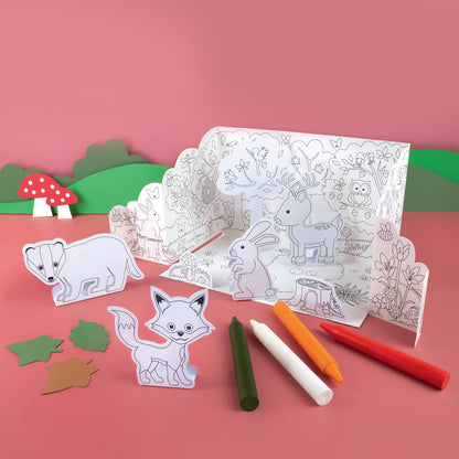 Pop-Up Woodland Coloriage Scène