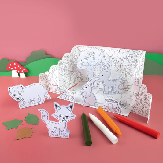 Pop-Up Woodland Coloriage Scène