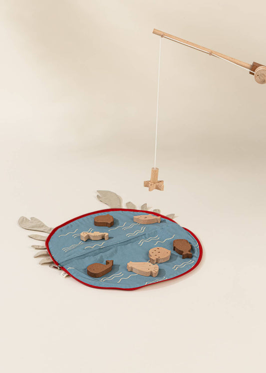 Jeu de pêche en bois avec sac