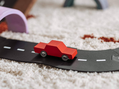 Petite voiture en bois, va-et-vient, rouge