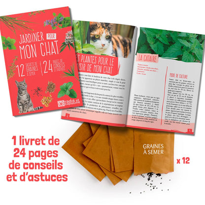 Coffret 12 sachets Jardiner pour mon chat - Kit créatif de jardinage