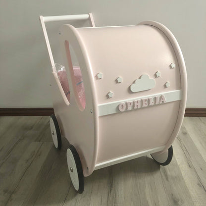 Poussette en bois faite main rose à partir de €99