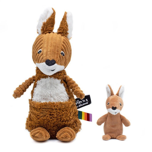 Peluche Les Ptipotos - Kangaroo Mum&Baby Brown Sugar