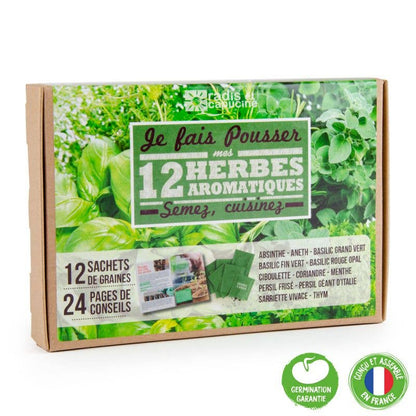 Coffret 12 sachets + Aromates - Kit créatif de jardinage Enfant