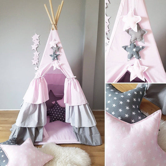 Ensemble d'ombres rose et gris tipi pour enfant