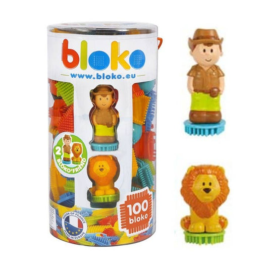 Tube 100 Bloko + 2 Figurines 3D Jungle - BLOKO 503663