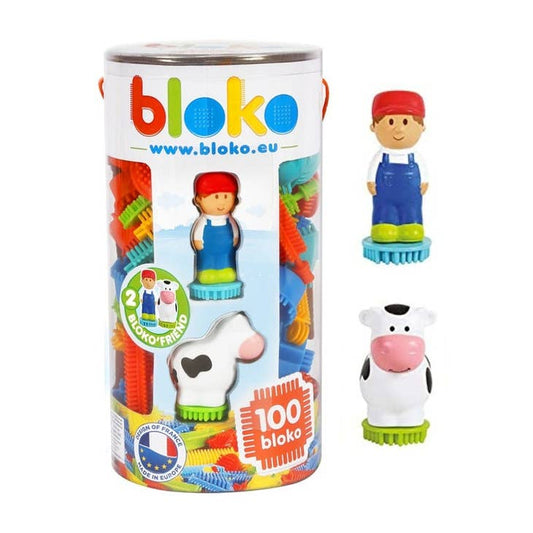 Tube 100 Bloko + 2 Figurines 3D Ferme - BLOKO 503662