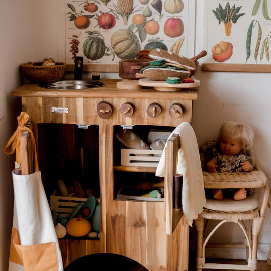 Cuisinière et évier en bois combinés