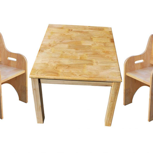 Table en bois massif avec 2 chaises pour tout-petits